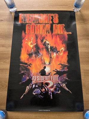 Resident Evil 2 used Vintage Poster 1998 rare ps1 playstation dreamcast gamecube