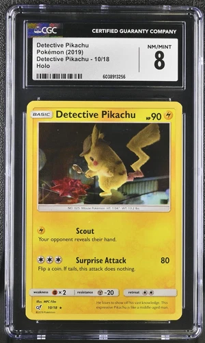 Pokemon GRADED 2019 Detective Pikachu 10/18 Rare Holo NM/M 8 CGC