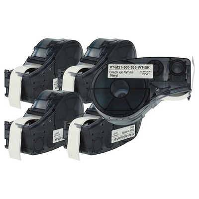 5x Schriftband Ersatz für Brady M21-500-595-WT Schwarz/Weiß 12,7mm 6,4m