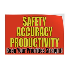 Decal Stickers Safety Accuracy Productivity! Vinyl Store Sign Label
