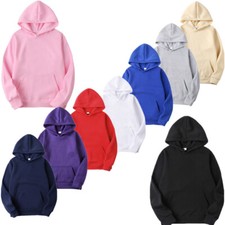 Mens Long Sleeve Drawstring Plain Hooded Sweatshirt Pullover Hoodie Thermal Tops