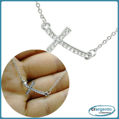 Ciondolo Croce Sterling Collana Croce Uomo Donna In Argento Sterling 925 Con Catena Cubana 5mm Acciaio Inox - Lunghezza 16-30 Pollici Collane Uomo Argento - Foto 14