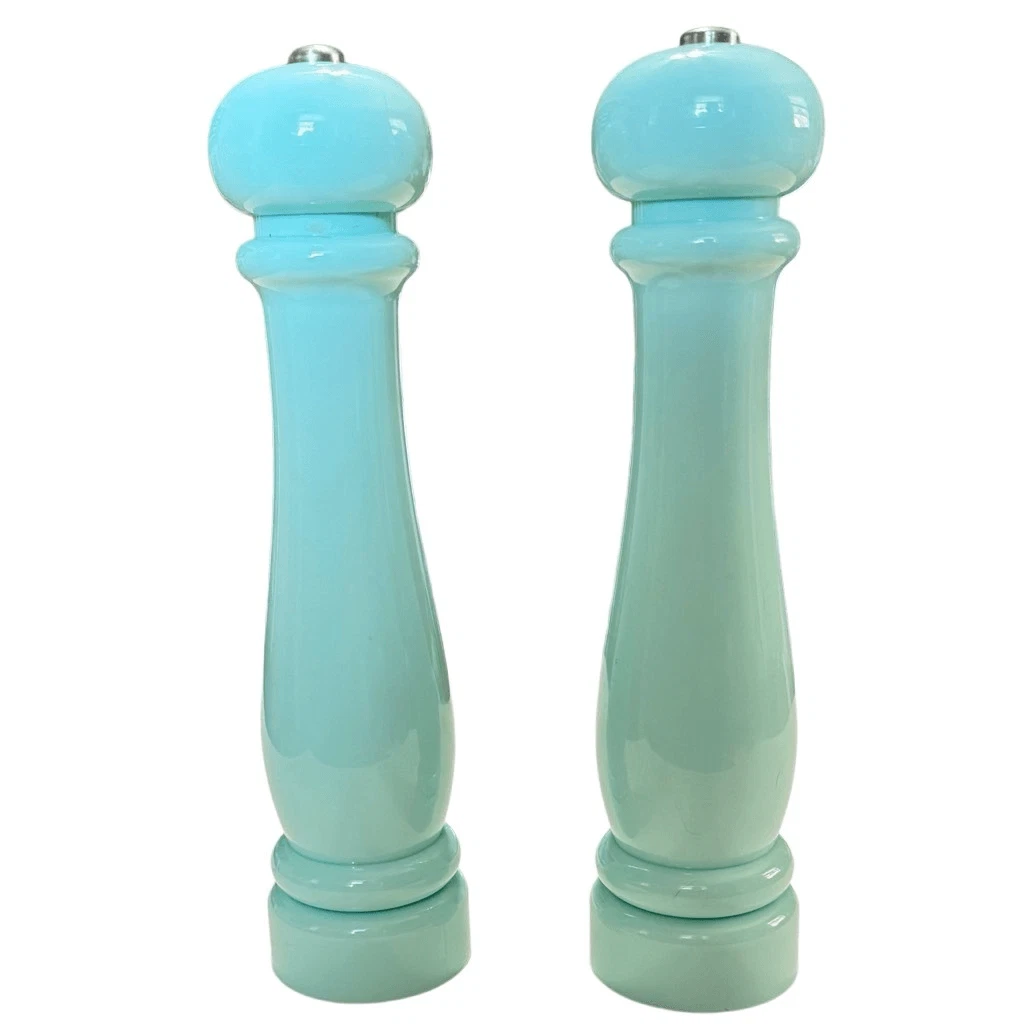 Electric Turquoise Pepper & Salt Mills 12” Tall Light Weight Plastic Set Of 2
