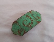 Vintage Southwestern Style Leather Hair Barrette Lizard Design Signed Powers