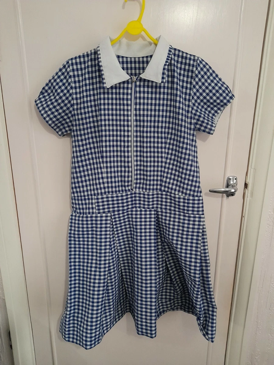 Blue checked cheap school dress