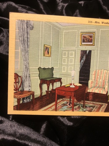 Vintage Mt Vernon Mrs Washinton’s Sitting Room Linen Postcard George Washington - Picture 2 of 4