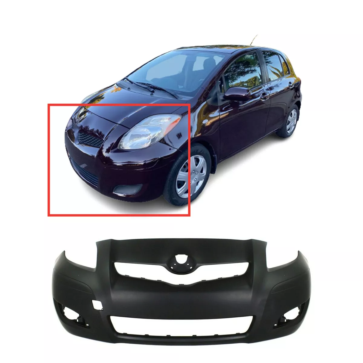 Front Bumper Cover For 2009-2011 Toyota Yaris Hatchback w Fog