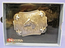 Nocona Western Horse Head Belt Buckle Silver w/Original Box Unused