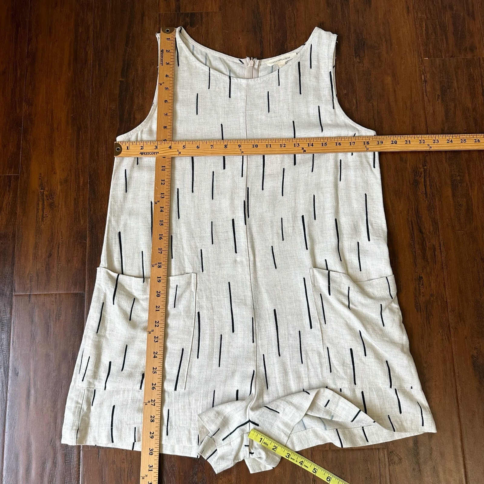 GRADE & GATHER Printed Rain Pocket Romper Womens Sz M Ivory Summer Beach NWT