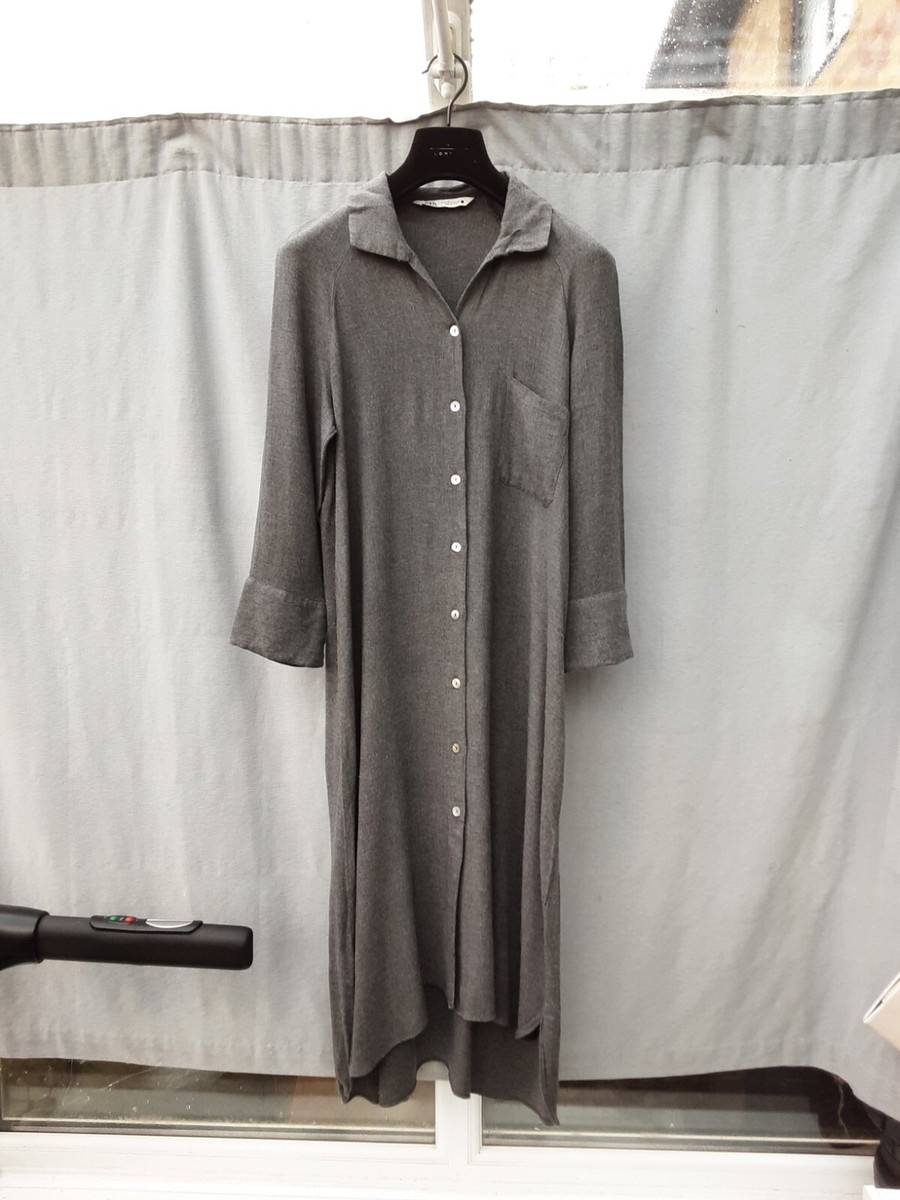 slim fit dress slacks Zara Woman Grey Long Shirt Dress  THE GREY AREA