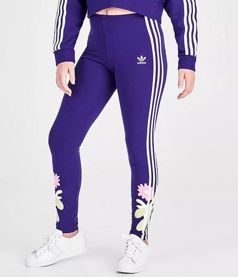 NEW ADIDAS ORIGINALS GIRLS TREFOIL FLORAL LEGGINGS ~YOUTH MEDIUM