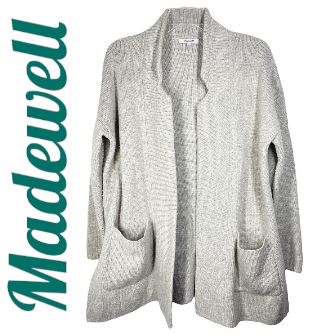 MADEWELL Hester Merino Wool Open Cardigan Sweater Coat Light Gray, Size  Small
