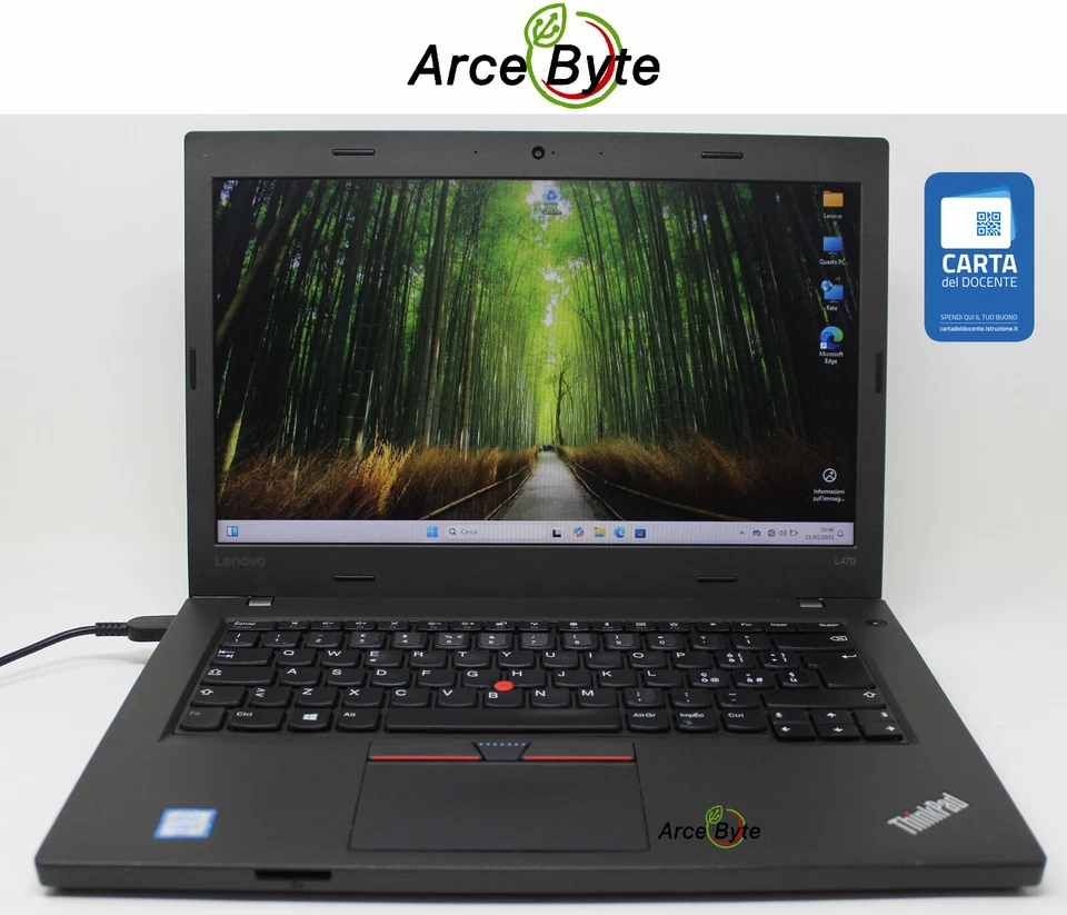 LENOVO THINKPAD L470 2016 14" COREi5 RAM 4GB SSD 128GB W11 PRO NO BATTERIA E USB, foto 1 di 5