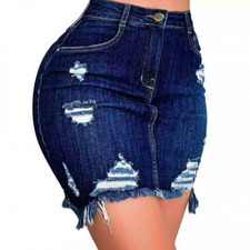 Sayas Corta De Moda Mezclilla Cintura Alta Azul Faldas Elegantes Casuales Mujer