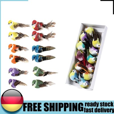 12pcs Mini Sparrow Clip on Ornaments Mini Artificial Foam Bird Party Accessories