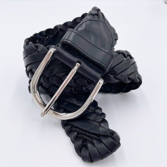 Vintage 90s Y2K New York Style Black Leather Brai… - image 4