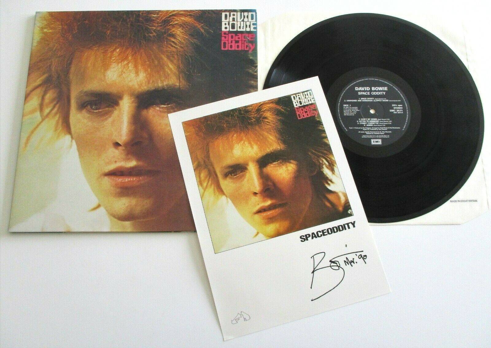 David Bowie - Space Oddity UK 1990 EMI Remastered Reissue LP Gatefold + Print