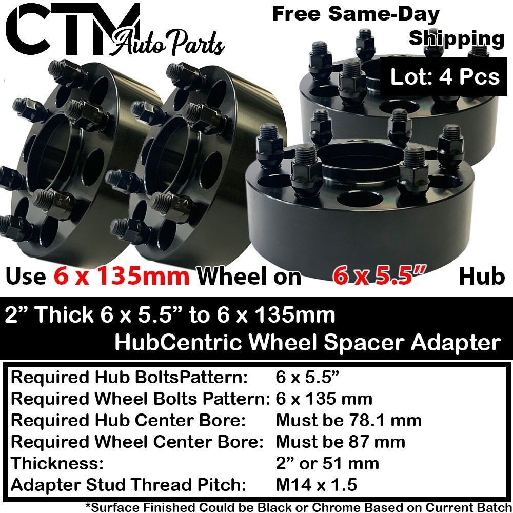 4x 2 5x5.5 to 6x135mm Conversion Wheel Spacer Adapter Fit Old
