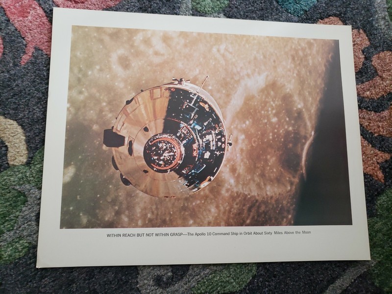 1969 NASA 14 x 11 lithograph photo Apollo 10 command ship in moon orbit HC-609