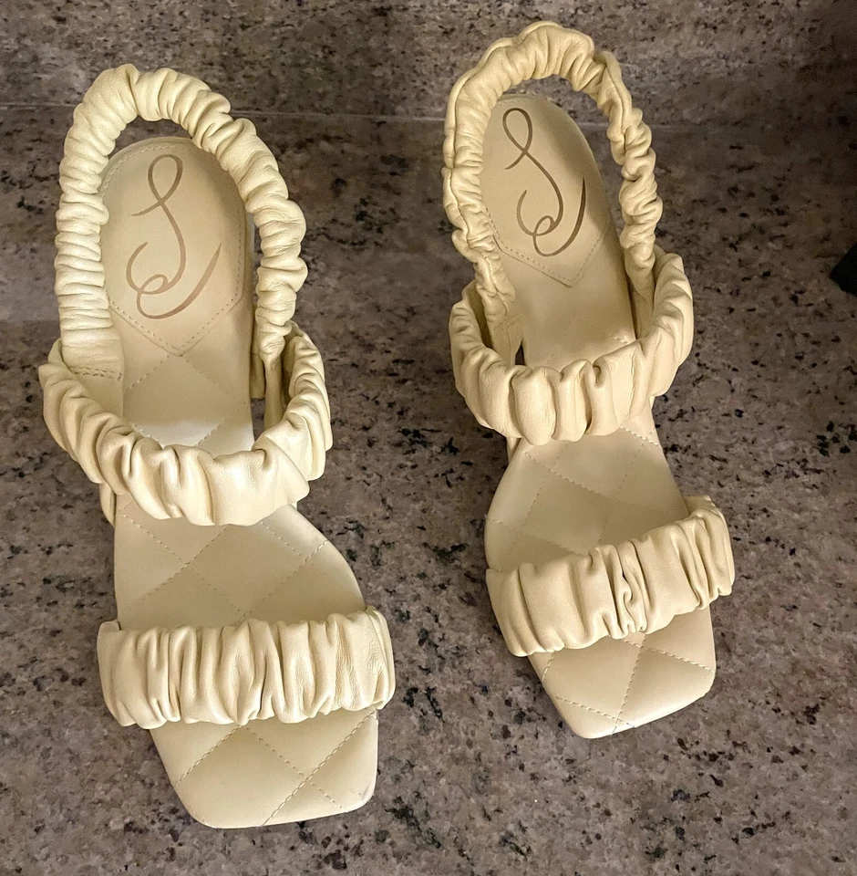 Sam Edelman Marlena 高跟鞋 尺寸 6.5 磨砂肩带 方头 皮革 休闲 — 第 3/4 张图片