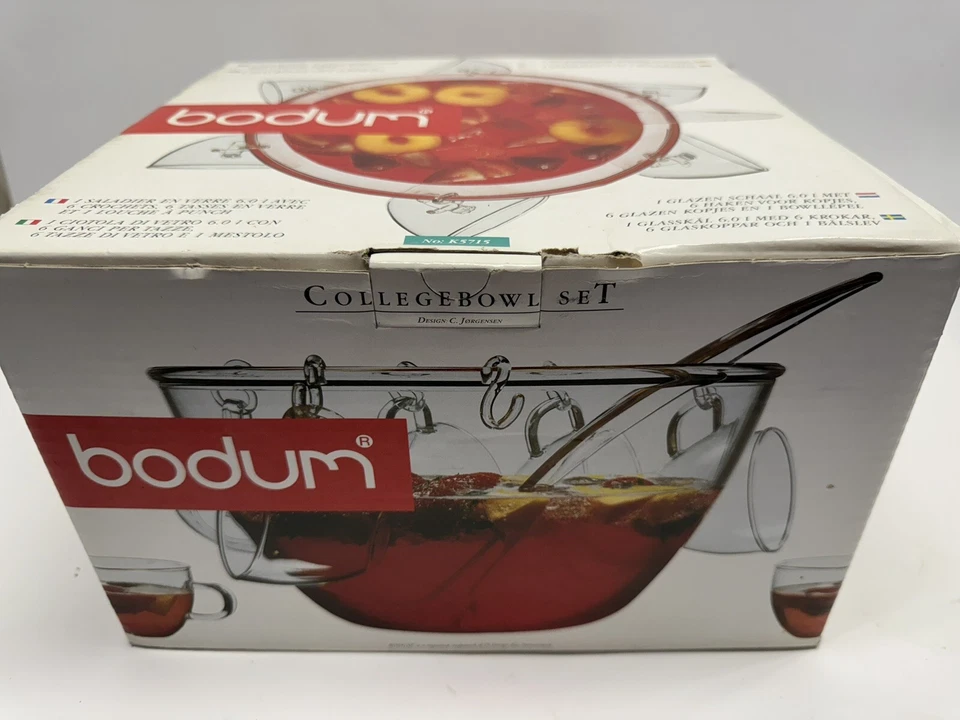 Juego de perforadoras de cuenco de vidrio universitario BODUM diseño por estilo C. Jorgensen NO: K5715 ¡6 tazas! Foto 2 de 4