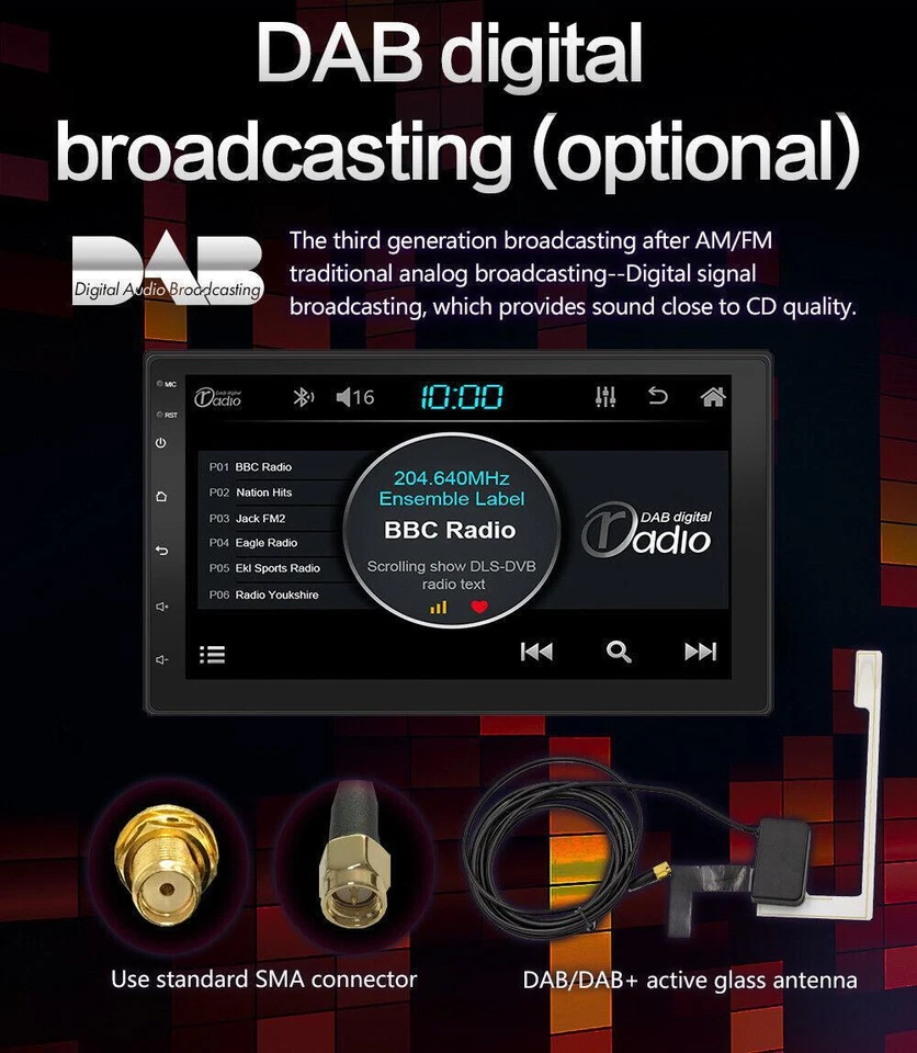Radio estéreo para automóvil Android 10.1 Bluetooth FM AM WIFI GPS pantalla táctil reproductor de MP5 Foto 4 de 4