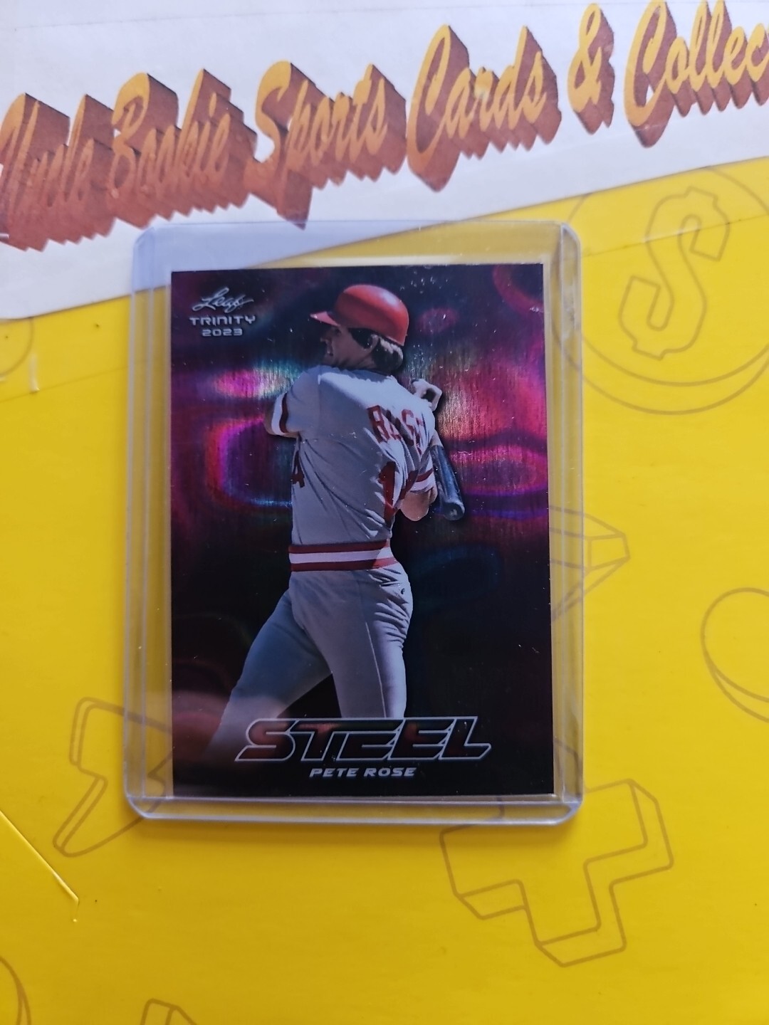 2023 Leaf Trinity Steel Pink Lava Pete Rose #S-55 18/25