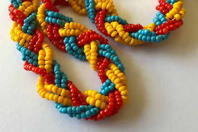 Collier Court Artisanal Trichrome - Style Années 60/70, Pâte De Verre, 45 Cm, Occasion