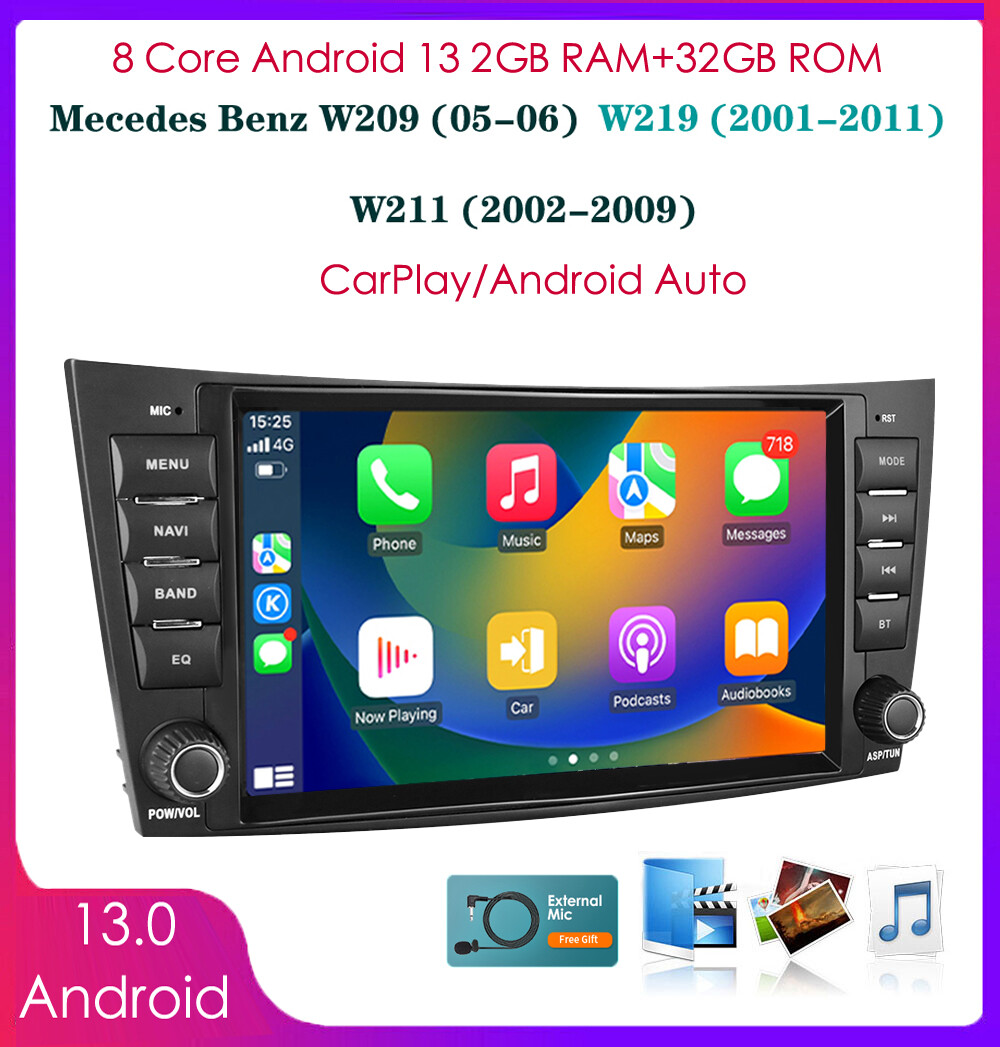For Mercedes Benz E-w211 Cls500 Carplay Gps Stereo Wifi 32g