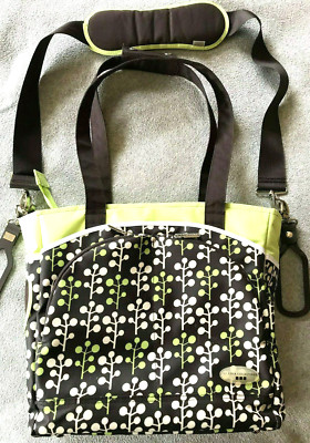 J.J. Cole Mode Cocoa Tree Shoulder Purse Green White Unisex Baby Diaper Bag Tote