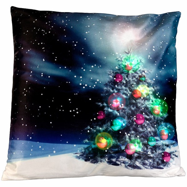 "Infactory Deko-Weihnachtskissen \"Tannenbaum\" Mit Leds, Batteriebetrieb, 45X45 Cm"-image