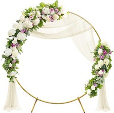 2M Round Hoop Balloon Arch Backdrop Flower Gold Display Stand Frame Wedding