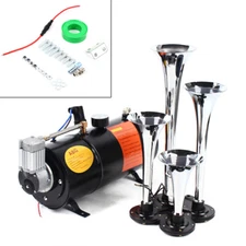 4 Trumpet Train Horn Kit with 150 PSI Air Compressor For Car Truck Train 150DB