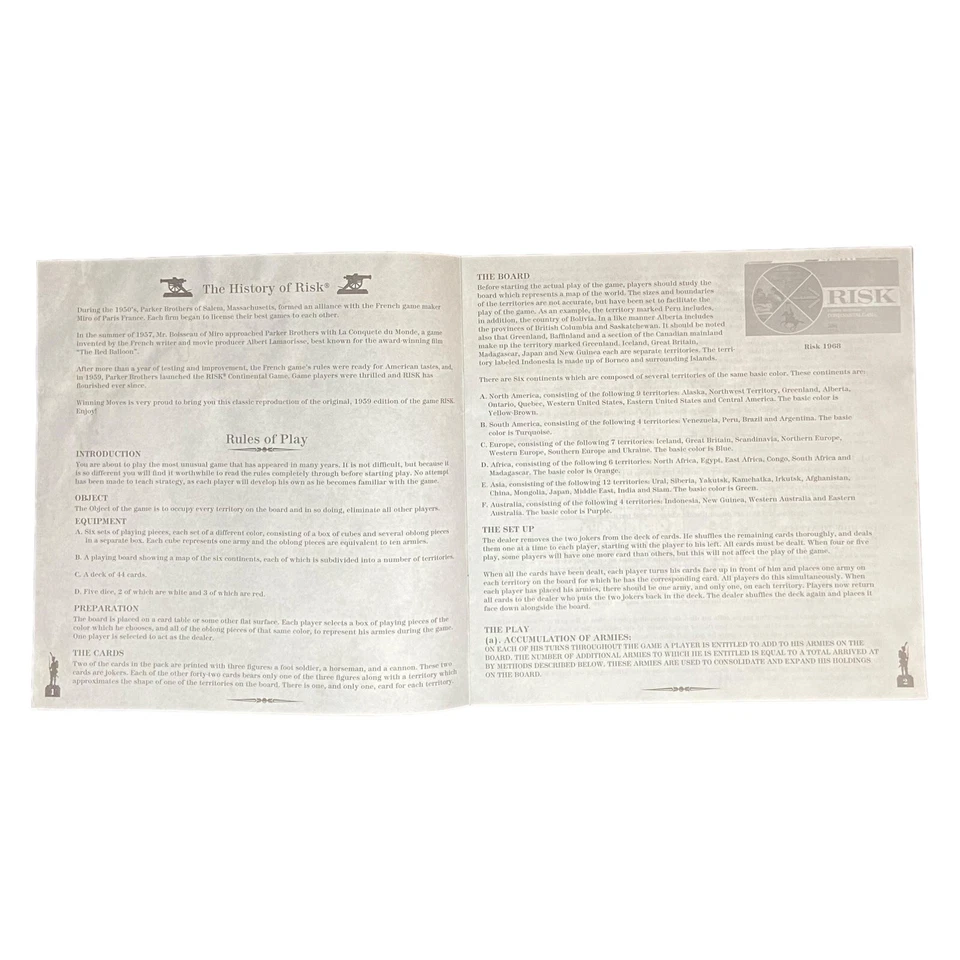 RISK Vintage Board Game 2008 Parker Brothers Inc. Continental Instructions Rules - Image 3 of 4