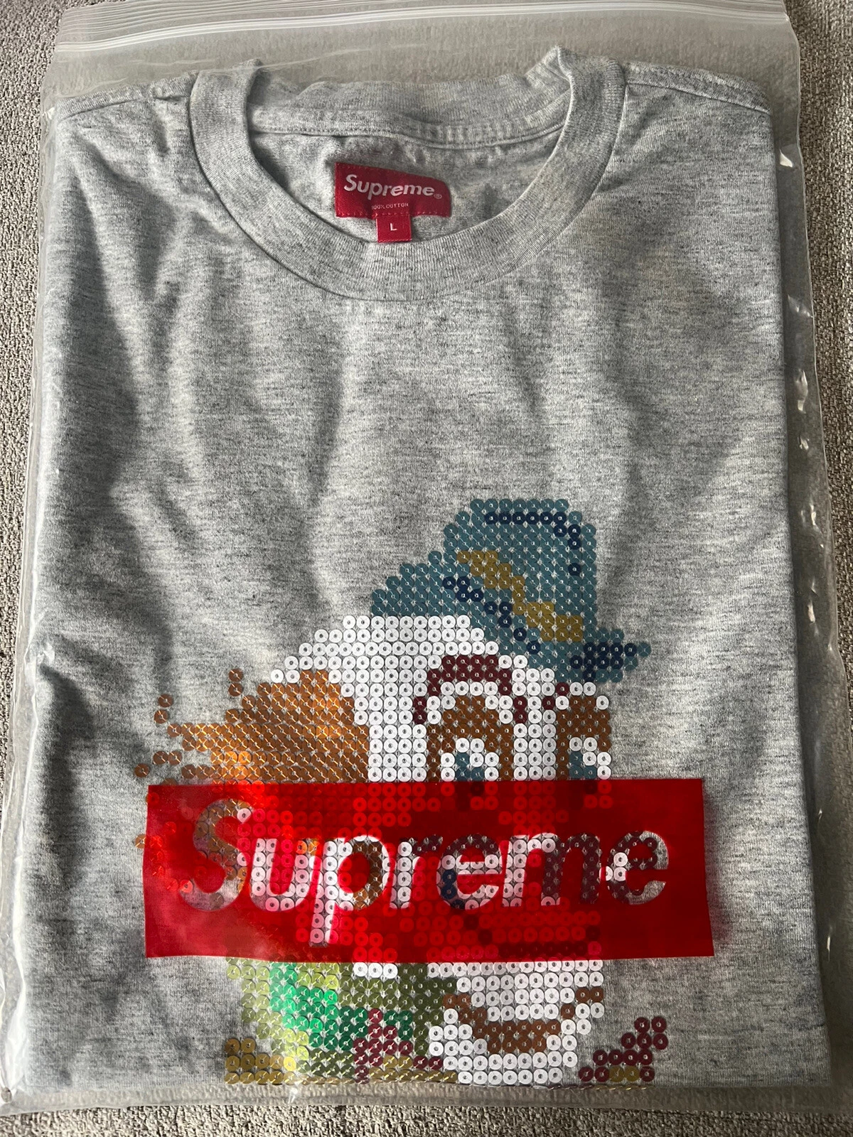 Tee shirt clown Supreme Sequin gris GRAND F/W 21 NEUF AVEC ÉTIQUETTES MANCHES COURTES NEUVES
