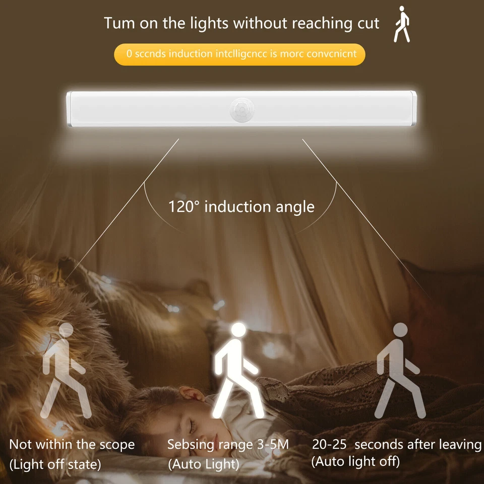 LED Unterbauleuchte mit Bewegungsmelder AKKU Lichtleiste Küche Schranklampe USB - Bild 4 von 4