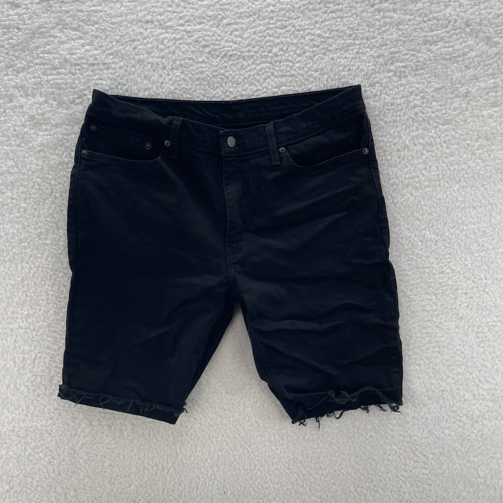 Levis 511 Denim Shorts Mens 36 Black Jorts Slim Raw Hem Stretch Goth Grunge