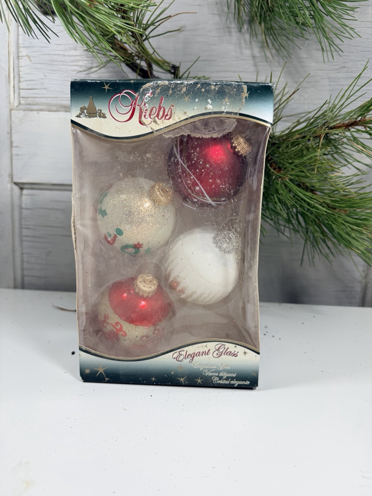 Christmas By Krebs Glass Christmas Tree Ornaments Set Of 4 Glitter
