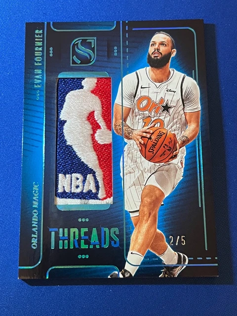 2024-25 Panini Silhouette Evan Fournier Threads Holo Platinum Logoman Patch #2/5