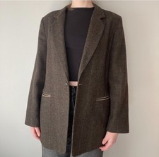 Vintage 1980s Harve Benard Brown Wool Blazer Jacket Size 10