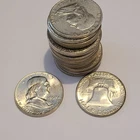 Roll of 20 $10 Face Value 90% Silver Franklin Half Dollars FULL DATES.