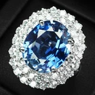 Opulent  Vivid Blue Sapphire 9.20Ct 925 Sterling Silver Handmade Cluster Rings