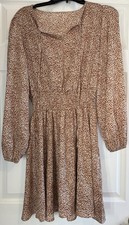 SHEIN Womens Blouson Dress Leopard Print Long Sleeve - Medium