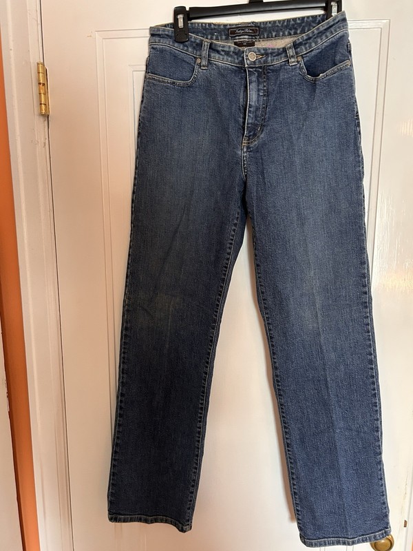 Indigo Palms Women's Straight Blue Denim Jeans Button Zip 5-Pocket Embroidered