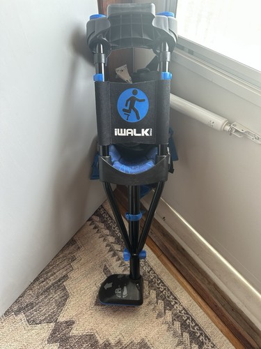 iWALK 3.0 Hands-Free Adjustable Crutch Adult Black Blue Ergonomic
