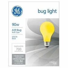 GE Lighting 61435 Yellow Bug Light Bulb, 90W, 2-Pack