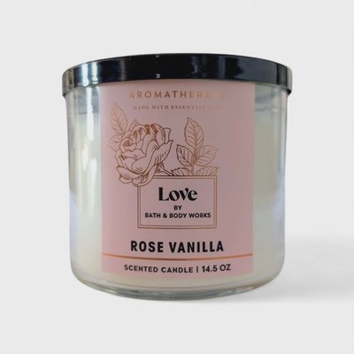 Bath & Body Works Love - Rose Vanilla 3 Wick Candle New Fast Ship
