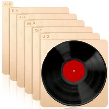 Wooden Vinyl Record Dividers 6 Pack A-Z Album Organizer for LP Storage Display