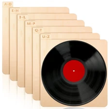 Wooden Vinyl Record Dividers 6 Pack A-Z Album Organizer for LP Storage Display