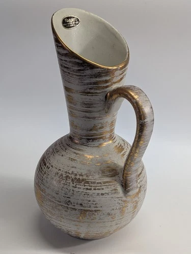 Royal Haeger vintage pitcher gold tweed 22k gold overlay 1960"s